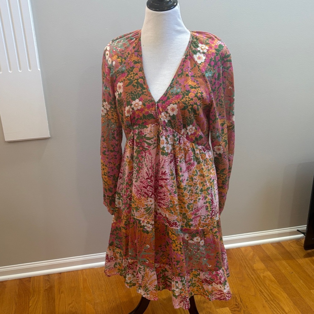 Banjanan Multicolor Floral V-Neck Mini Dress